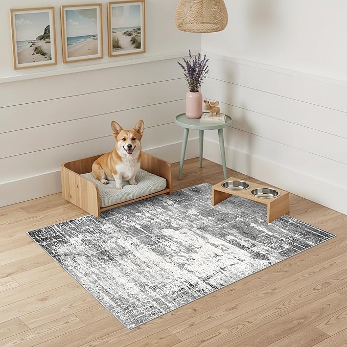 Washable 2x3 Entryway Area Rugs: Abstract Water Resistant Kitchen Rug Non-Slip - Image 2