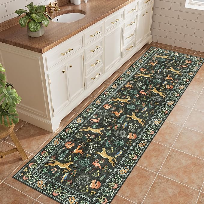DUKINO 2.6x8 Rug for Hallway, Washable Kitchen Runner Rug Non Slip, Stain - Image 3
