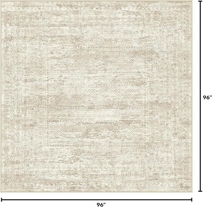 UERMEI Square Area Rugs : Washable 8x8 Neutral Modern Abstract Carpet - Image 2