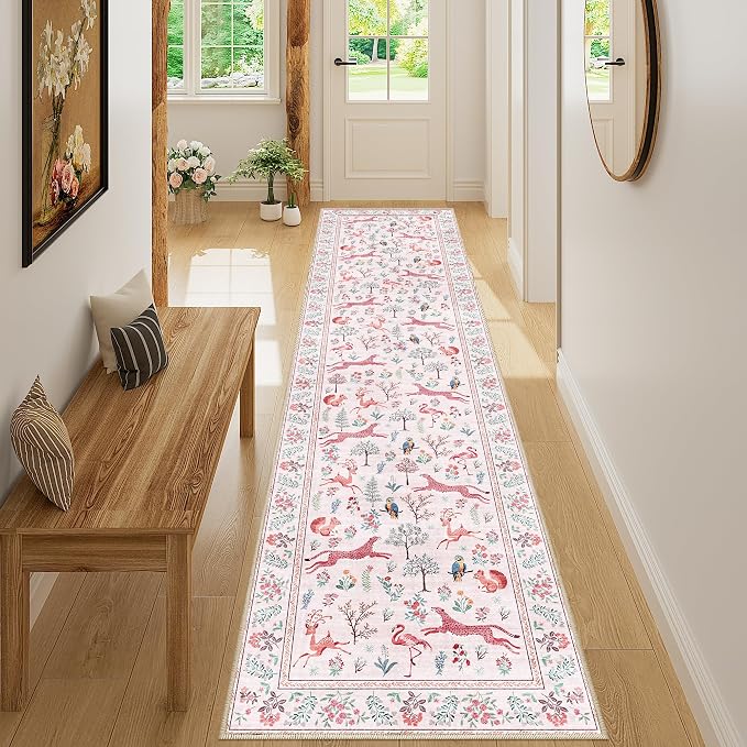 DUKINO 2x8 Washable Runner Rug, Non Slip Animal Kitchen Runner Rug, Low Pile - Image 5