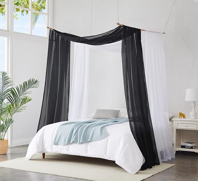 Warm Home Designs 24 Feet Long Sheer Black Window Scarf. These Extra Long Length Valance Window Scarves are 54 X 288 Inches in Size. Great as Bed Canopy or Wedding Arch Draping Fabric. AM Black 288"