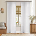 80 Inch Pinch Pleated Snow White Semi Sheer Privacy Linen Curtains 2 Panels | by Twodrapes