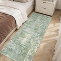 Soalmost Abstratc Runner Rug 2x5 Washable Kitchen Entry Runners Green/Ivory | by Soalmost