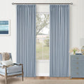 Pinch Pleated 100% Blackout Thick Linen Light Blue Curtains 84 Inches Long | by Twodrapes