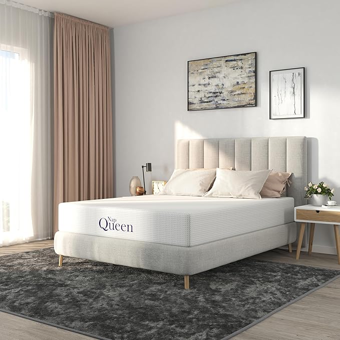 NapQueen Full Mattress, 6 Inch Charcoal Memory Foam Mattress, Full Bed Mattress in a Box, CertiPUR-US Certified, Medium Firm, Breathable Soft Fabric Cover, White