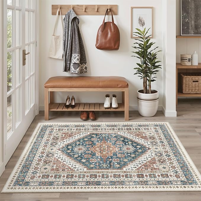 Madane Area Rug 3x5, Washable Vintage Entry Rugs - Image 4