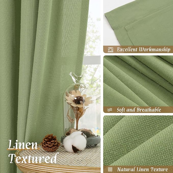 Sage Green Linen Curtains 72 inches Long - Image 7