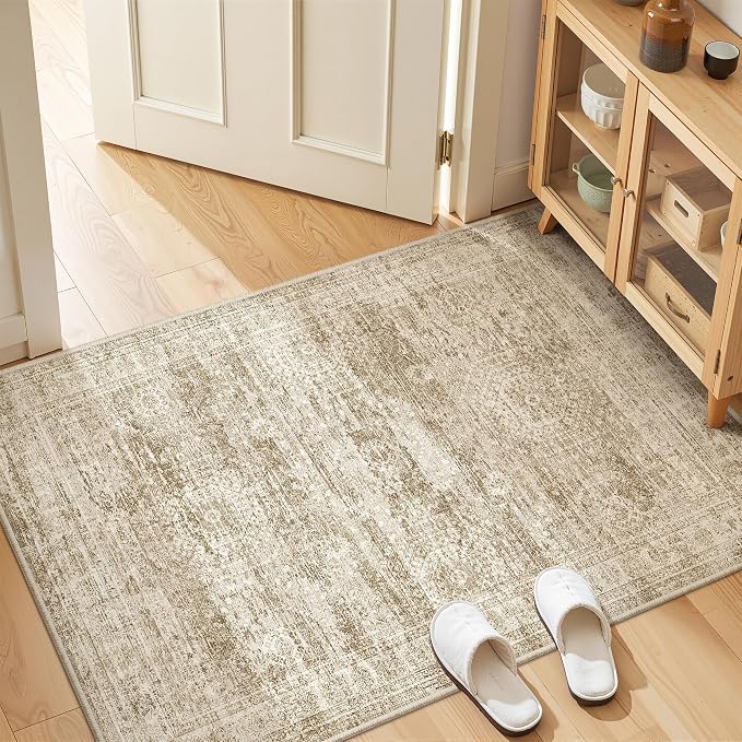3x4 Rugs for Entryway, Washable Area Rug, Neutral Rug, Stain Resistant Indoor - Image 3