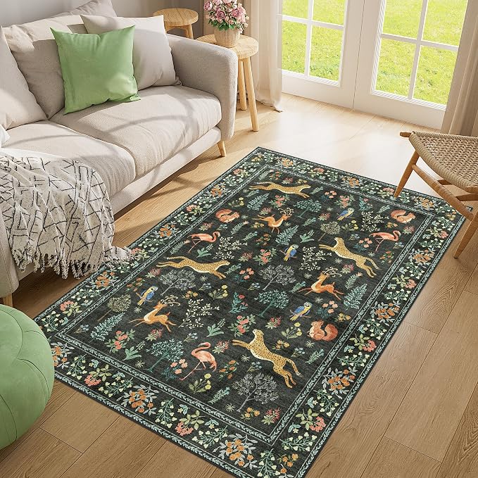 DUKINO 4x6 Area Rug, Non Slip Animal Washable Rug - Image 6