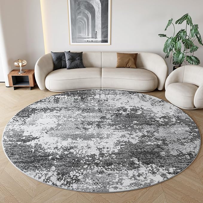 Round Area Rugs 6ft Washable Grey Circle Rug by Acapet