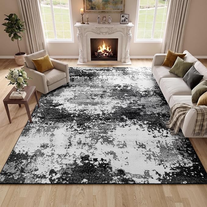 Black Washable Rug 5x7 Area Rugs by Acapet