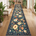 DUKINO 2.6x12 Kitchen Runner Rug, Floral Non Slip Washable Rug, Stain Resistant by DUKINO