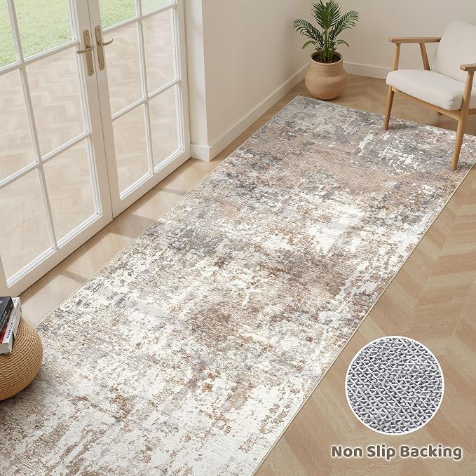LOONGRUG Runner Rug 2x8 Washable Non-Slip Kitchen Neutral Modern Rug | Abstract - Image 3