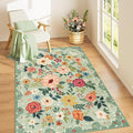 DUKINO 4x6 Area Rug, Floral Washable Rug Non Slip Office Chair Mat, Stain by DUKINO