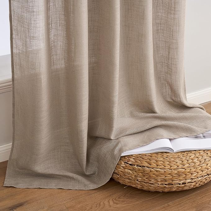 MIULEE Taupe Linen Curtains 42x63 Inch Length 2 Panels - Image 7