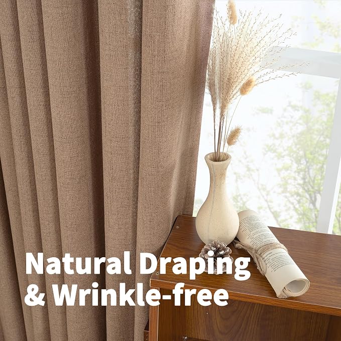 YoungsTex Linen Curtains 90 Inch Length, Light Filtering Drapes - Image 7