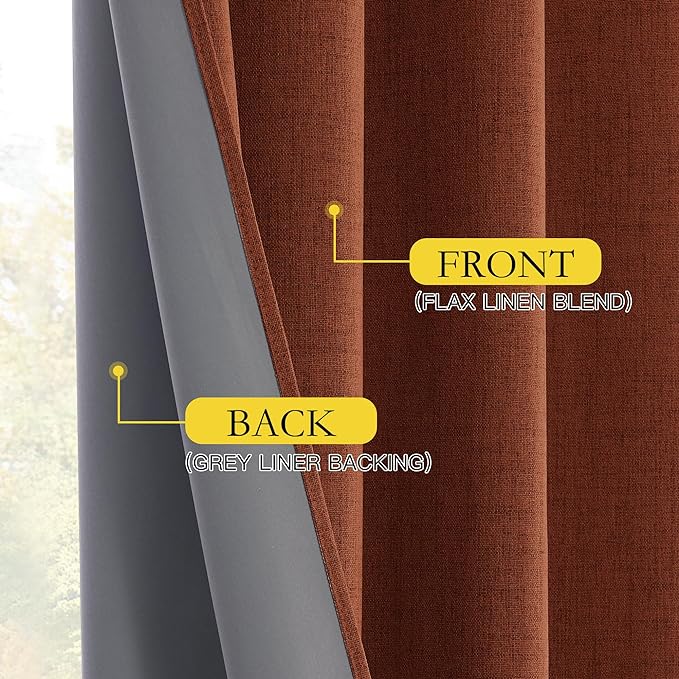NICETOWN 100% Blackout Farmhouse Curtains 95" Length - Image 6