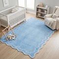 GarveeHome 4x6 Scalloped Washable Area Rug Blue Nursery Kids Bedroom Rug | Soft by GarveeHome
