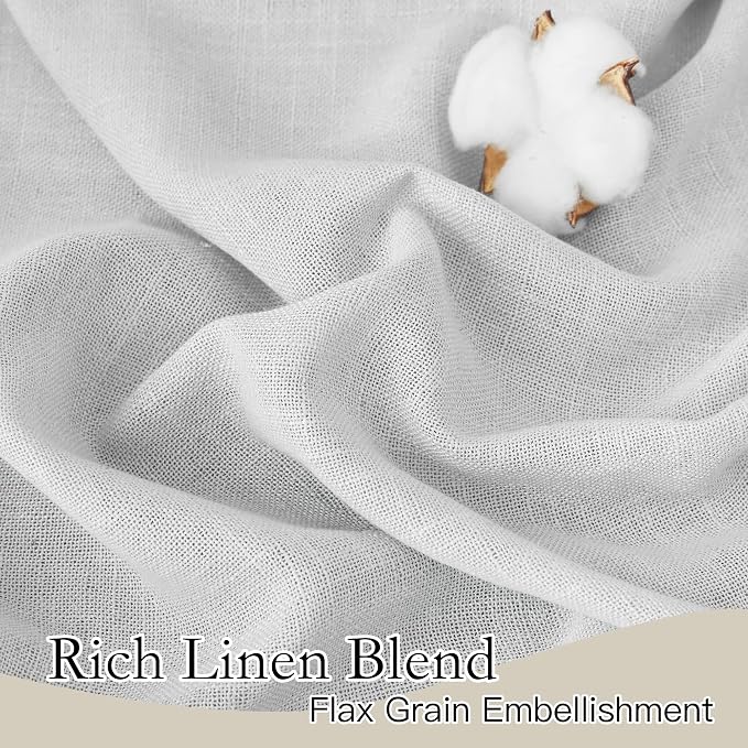 RYB HOME Linen Textured Curtains Semi Sheer Window Curtains Light Filtering - Image 2