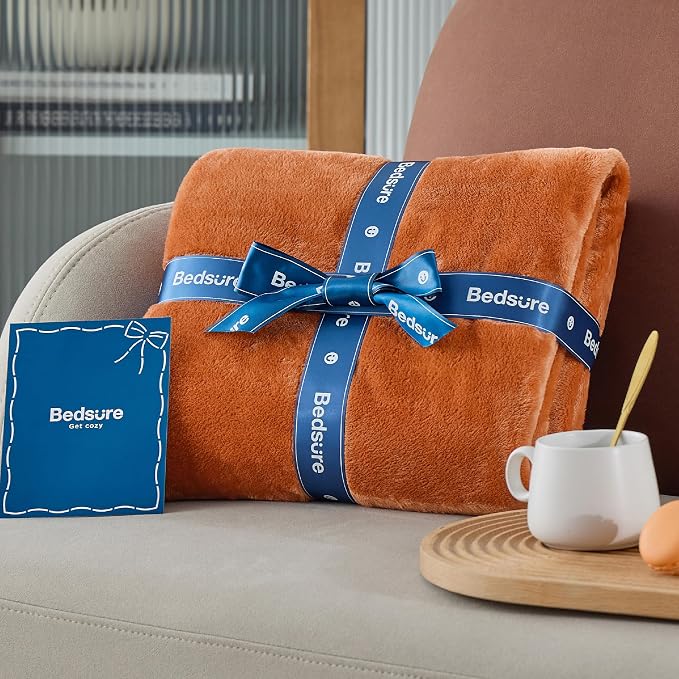Bedsure GentleSoft Fleece Throw XL Blanket Orange - Image 6
