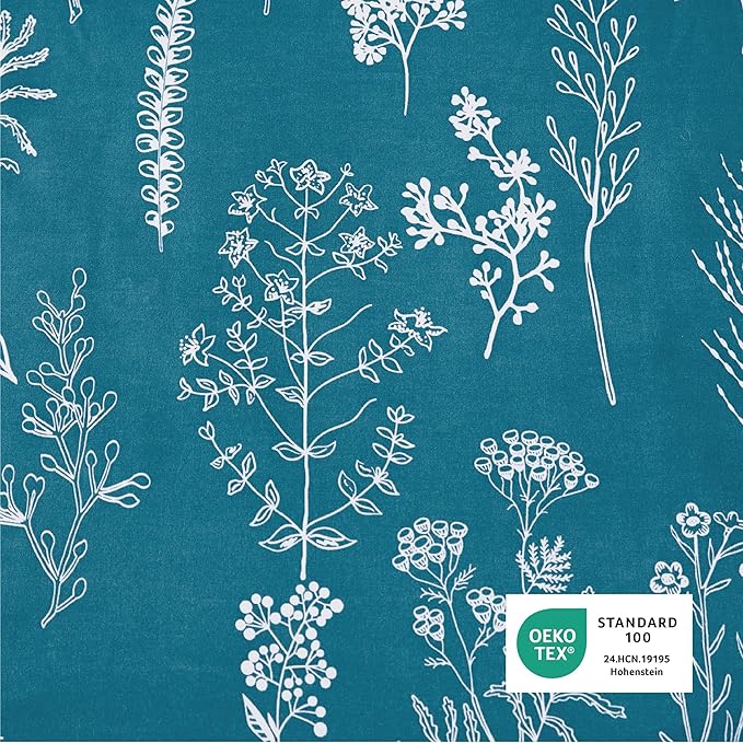 Bedsure Queen Comforter Set - Teal Blue Bed Set, 3 Pieces Cute Floral Bedding, 1 Soft Reversible Botanical Flowers Comforter and 2 Pillow Shams
