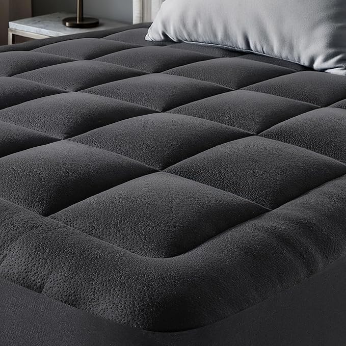 Ultra Soft Twin XL Size Mattress Topper - Viscose Made from Bamboo Pillow Top Mattress Pad for Back Pain Relief - Naturally Cooling for Hot Sleepers, Black