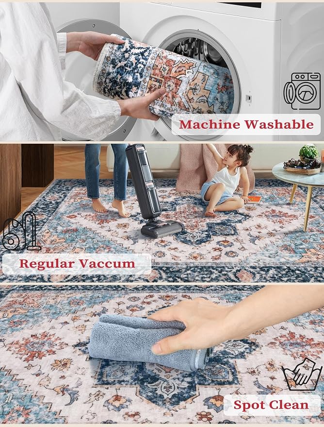 SERISSA 2'6"x16' Washable Non Slip Boho Runner Rug - Image 3