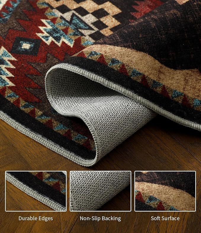 Rustic Round Rug 4ft, Washable Circle Rug - Image 7