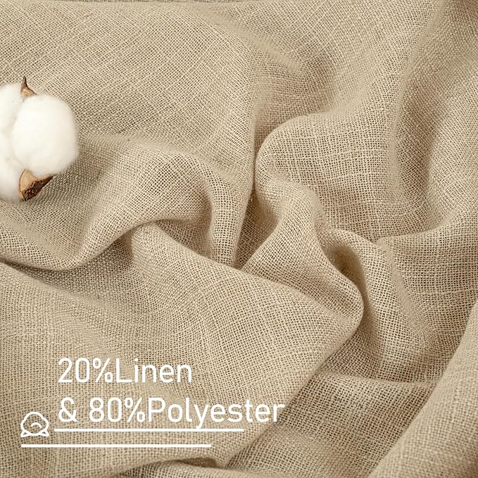 Linen Curtains 63 inch Length for Living Room, Linen Light Filtering Boho Semi - Image 2