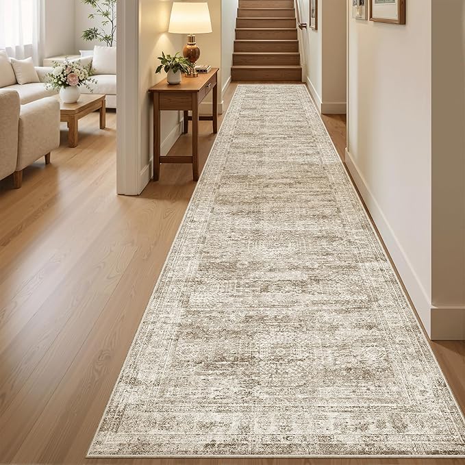 Soalmost Hallway Runner Rug 2'6" x 12' Washable Long Kitchen Rugs Brown | by Soalmost