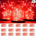15 Packs 20 Led Red Fairy Lights Battery Operated 6.6ft Silver String Lights Waterproof Firefly Starry Light for Bedroom Dorm DIY Table Centerpieces Halloween Christmas Party Decor