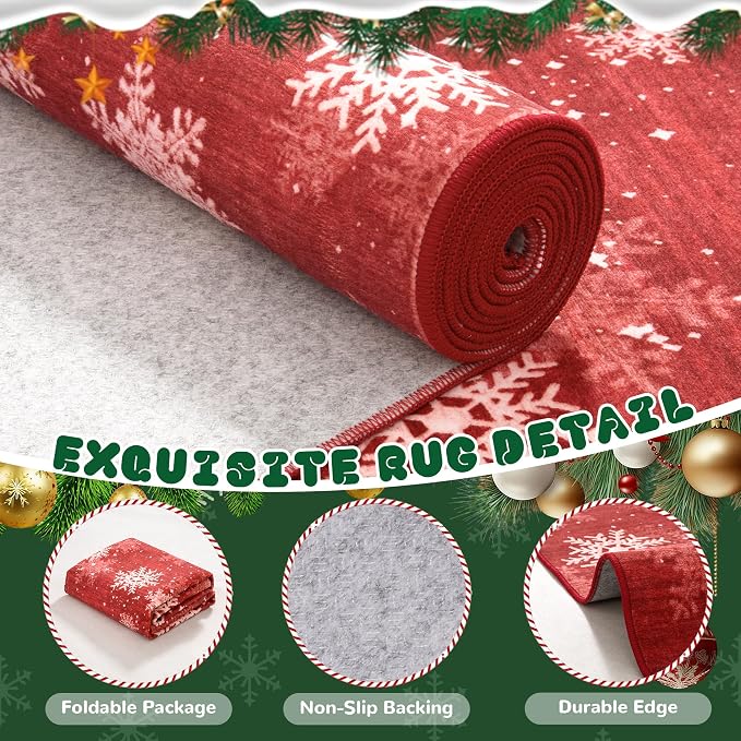 2x5 Christmas Runner Rug for Kitchen, Snowflake Rugs for Bathroom, Washable - Image 7