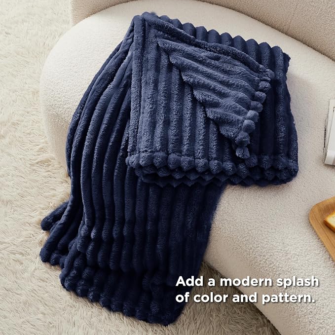Bedsure Soft Twin Blanket for Bed Decor Gifts Navy Blue 60"x80" | Birthday - Image 6