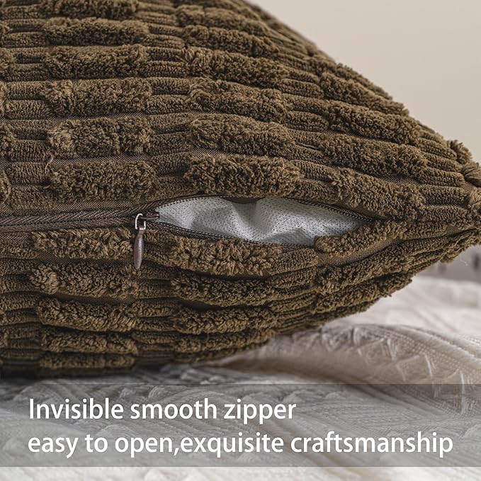 Aegero Pack of 2 Corduroy Decorative Throw Pillow Covers 12x20 Inch - Image 3