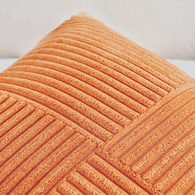Fancy Homi 2 Packs Burnt Orange Decorative Throw Pillow Covers 20x20 Inch - Image 4