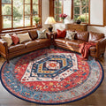 SERISSA 8ft Washable Non Slip Round Boho Area Rug by SERISSAHomeDecorCollection