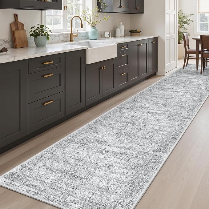 Soalmost Hallway Runner Rug 2'6" x 12' Washable Long Kitchen Rugs Grey | - Image 3
