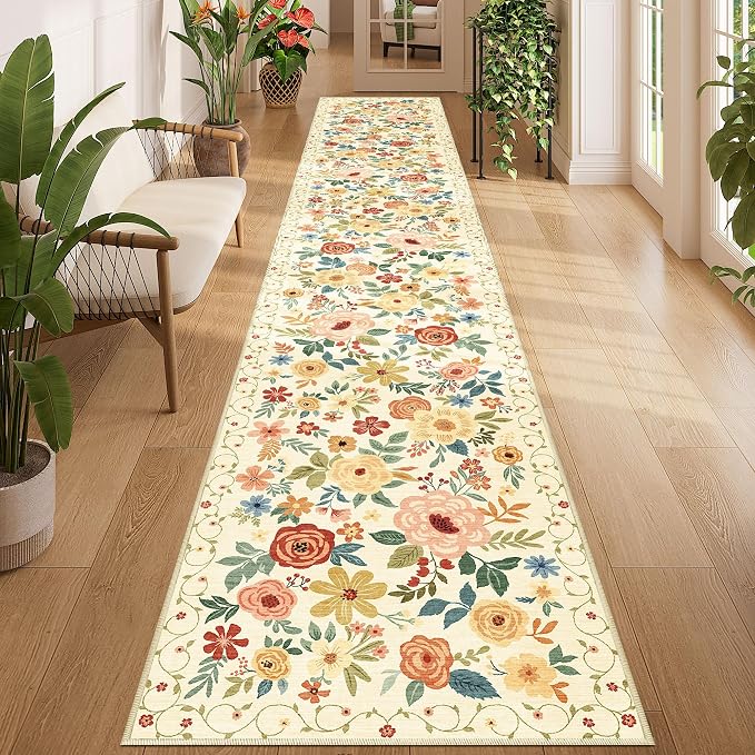 DUKINO 2x12 Washable Runner Rug, Non Slip Long Kitchen Rugs, Low Pile, Soft by DUKINO