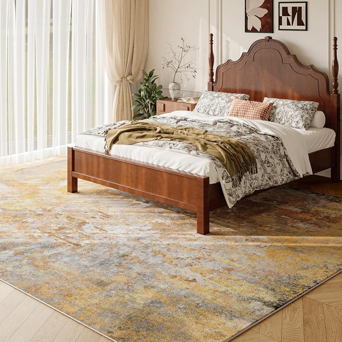 Beige Gold Washable Rug 5x7 Area Rugs - Image 2