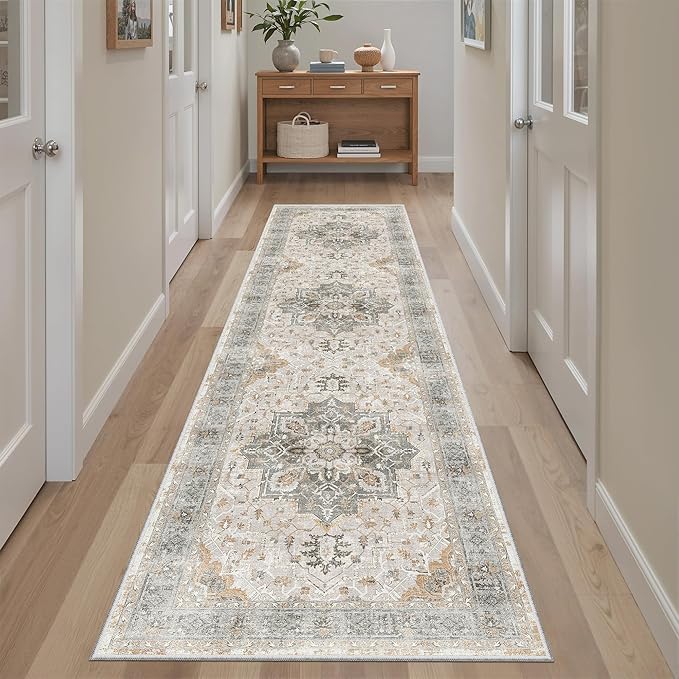 Madane Hallway Runner Rug 2x8 Washable Kitchen Rugs Soft, Light Taupe Brown | - Image 2