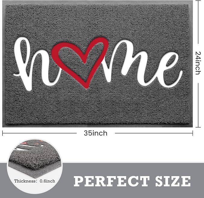 Grey Door Mat Welcome Mats Outdoor Indoor Doormat - Image 3