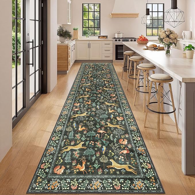 DUKINO 3x12 Runner Rug for Hallway, Washable Animal Rug for Kitchen, Low Pile - Image 3