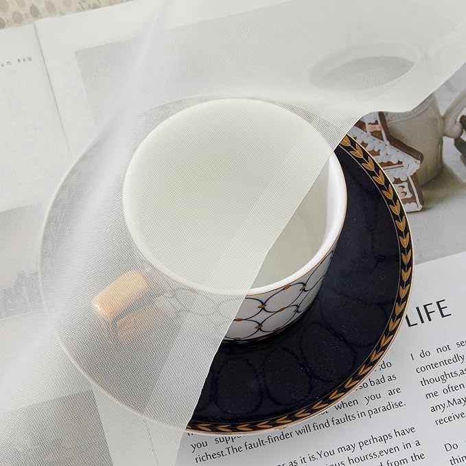 Simplebrand Ivory Sheer Curtains 120 Inches Long, Extra Long Rod Pocket Solid - Image 6