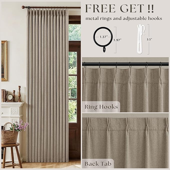 Pleated Linen Blackout Curtains 112 Inches Long - Image 4