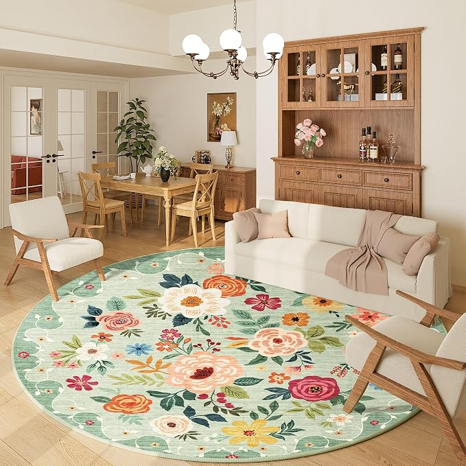 DUKINO 6ft Round Rug, Soft Washable Circle Rug by DUKINO