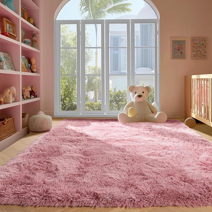 Shaggy Fluffy Rugs Carpets for Girls Room Baby Nursery Teens Rooms 4x6 Ft | - Image 6