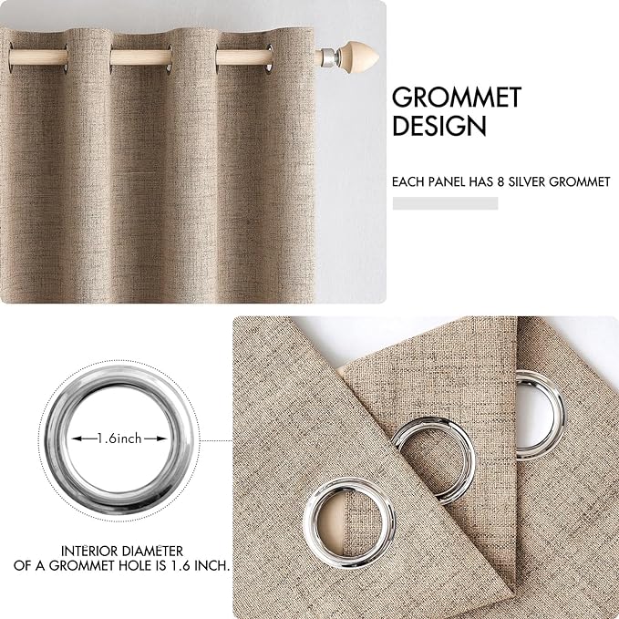 MIULEE 100% Blackout Linen Curtains - Image 4