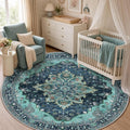 RELEANY Washable Area Rug, Round 5ft, Teal | Non-Slip, Water Repellent by RELEANY