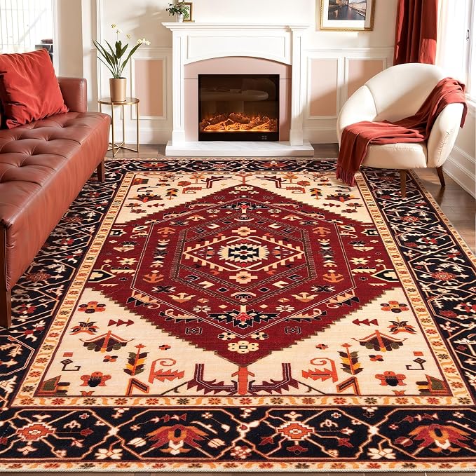 SERISSA 8x10 Washable Non Slip Boho Area Rug by SERISSAHomeDecorCollection