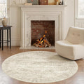 Soalmost 5x5 Beige Round Rug 6ft Circle Living Room Area Rugs Non-Slip | by Soalmost